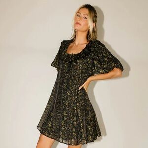 ZOCO MINI GOOD LUCK PUFF SLEEVE DRESS // BLACK FLORAL